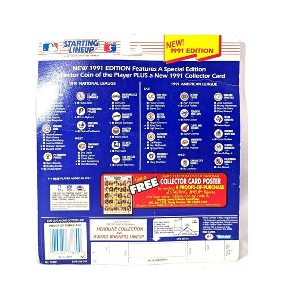 Starting Lineup Will Clark Figure S.F. Giants Baseball Card Collector Coin '90s - Picture 5 of 5